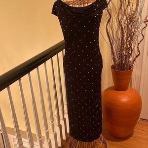 Amuse society black dress with white polkadots